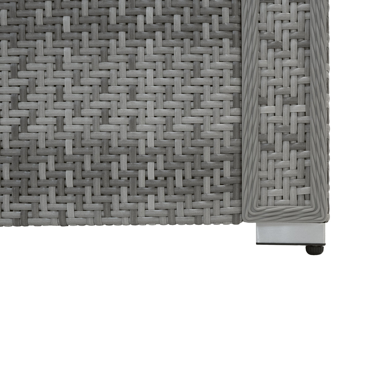 Grau geflochtenes Rattan-Möbelset mit modularer Struktur, ideal für den Außenbereich, bietet Komfort und Stil in jedem Garten oder auf der Terrasse