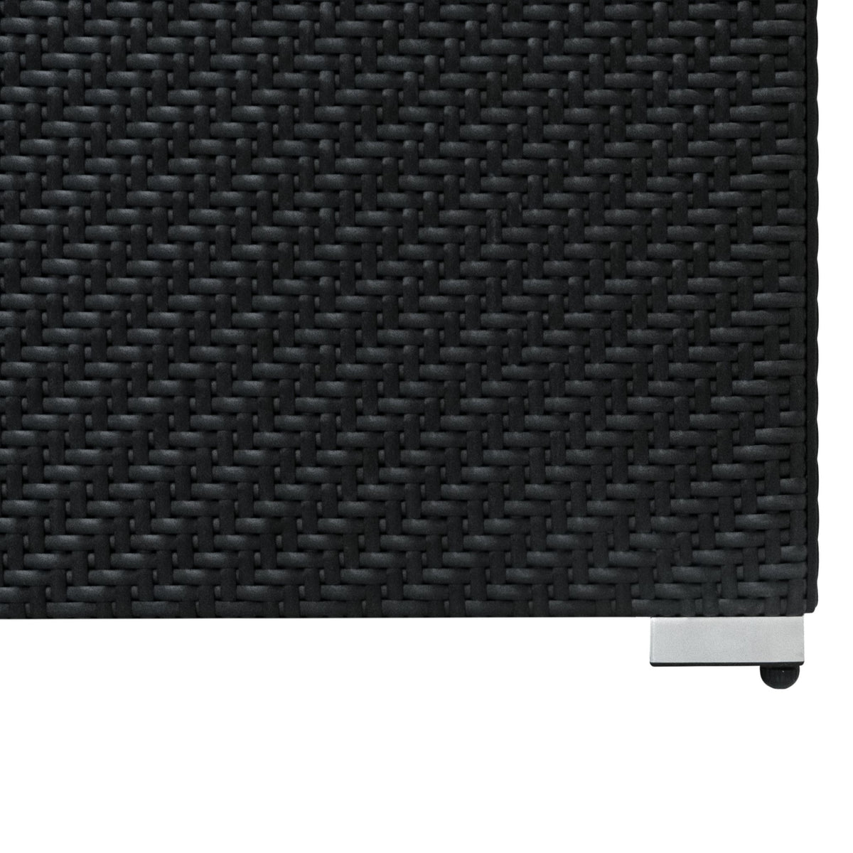Schwarzes Rattan-Möbelset aus 6 modularen Teilen, mit geflochtener Textur und stabilen Füßen, ideal für moderne Außenbereiche