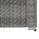 Modulares 6-teiliges Möbelset aus grauem Rattan mit feiner Webstruktur und eleganten Aluminiumrahmen, ideal für stilvolle Außenbereiche