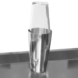 Modulare Cocktailbar-Station mit glänzendem Edelstahl, transparentem Eisbrunnen und einem eleganten, modernen Design für stilvolle Getränkepräsentation