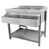Modulare Cocktailbar-Station aus Edelstahl mit drei Fächern und einem praktischen Eisbrunnen, ideal für Veranstaltungen und Partys