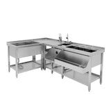 Modulare Deluxe-Cocktailbar-Station aus Edelstahl mit Eisbrunnen, glänzender Oberfläche, funktionalen Abteilungen und modernem Design für professionelle Nutzung