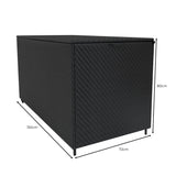 Schwarze Rattan Aufbewahrungsbox mit 700L Volumen, rechteckig, 150 cm lang, 80 cm hoch, 72 cm breit, wetterfest und ideal für Gartenmöbel