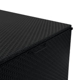 Schwarze Rattan-Aufbewahrungsbox mit strukturiertem Geflecht, rechteckiger Form und praktischem Griff für einfachen Transport und stilvolle Aufbewahrung