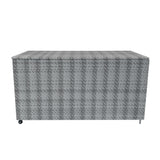 Grau geflochtene Rattan-Aufbewahrungsbox mit 700L Volumen, rechteckig, stabil, ideal für Gartenmöbel und Außenbereich, mit Rollen für einfache Mobilität