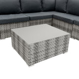 Modulares 7-teiliges Rattan-Möbelset in Grau mit bequemen Kissen und einer praktischen 700L Aufbewahrungsbox, ideal für den Außenbereich