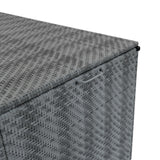 Graues Rattan-Möbelset mit sechs Teilen und einer praktischen Aufbewahrungsbox, strukturierte Oberfläche und elegantes, modernes Design