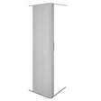 Silberne Rollladen Duschtür mit vertikalen Falten, elegantem Design und stabilen Aluminiumrahmen, ideal für moderne Badezimmergestaltung