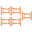 Fünf orangefarbene Mörtelbrettständer aus robustem Material, 500 mm hoch, mit stabilen Querstreben für sicheren Halt und einfache Handhabung