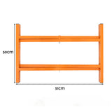 Robuster Mörtelbrettständer in leuchtendem Orange, 500 mm hoch, mit stabilen Querstreben und glatter Oberfläche, ideal für Bauarbeiten und Handwerk