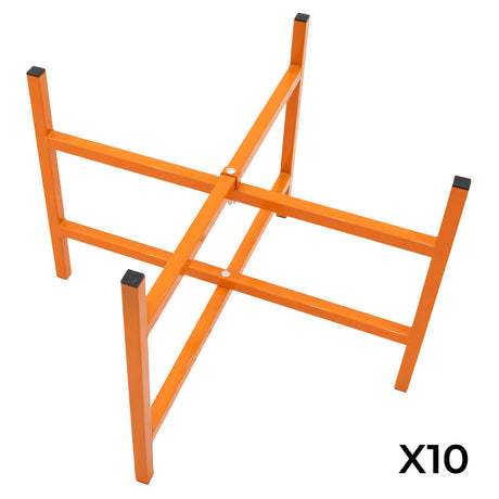Robuster Mörtelbrettständer in leuchtendem Orange, 500 mm hoch, aus stabilem Metall mit quadratischen Füßen für sicheren Stand, Set mit 10 Stück