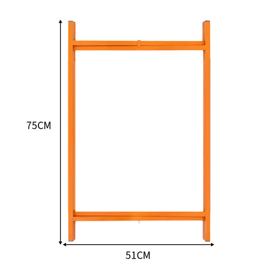 Oranger, stabiler Rahmen aus Metall mit den Maßen 75 cm Höhe und 51 cm Breite, ideal für Displays oder Präsentationen in Geschäften