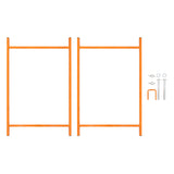 Drei orangefarbene Mörtelbrettständer aus robustem Metall, 750 mm hoch, mit Montagezubehör für einfache Installation und Stabilität