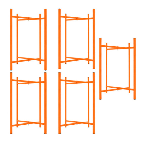 Fünf orangefarbene Mörtelbrettständer, jeweils 750 mm hoch, mit stabilen Querstangen und robustem Design, ideal für Bauprojekte und Handwerksarbeiten