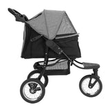 Haustier Buggy in Grau mit robustem Gestell, gepolstertem Innenraum und einem faltbaren Dach für optimalen Schutz und Komfort für Ihr Haustier