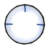 Runder, schwarzer Dartboard Ringlicht mit blauen Halterungen und hellem, gleichmäßigem Licht für optimale Sichtbarkeit beim Dartspielen