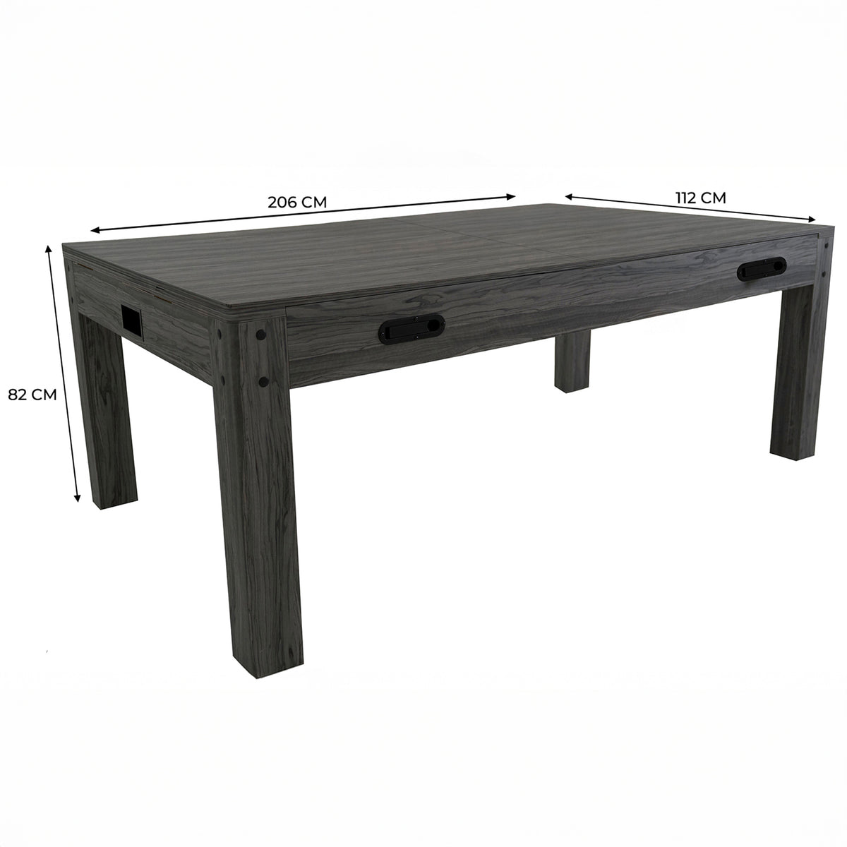 Grau 7-in-1 Spieltisch mit robustem Holzdesign, 206 cm lang, 112 cm breit und 82 cm hoch, ideal für verschiedene Spiele und Aktivitäten