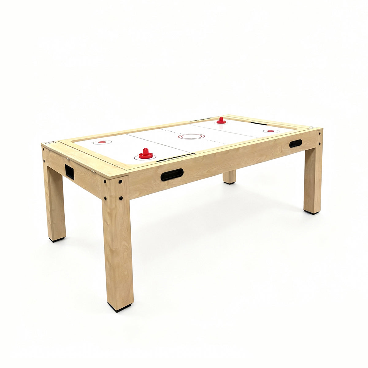 7-in-1 Spieltisch aus Eiche mit zwei Sitzbänken, helles Holz, glatte Oberfläche, integrierter Stauraum, ideal für Kinder und Familienaktivitäten