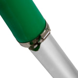Grüne Dachrinnen-Saugstange mit silbernem Metallverschluss und glattem, glänzendem Ende, ideal für Nass- und Trockensauger