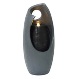 Elegantes elektrisches Wasserspiel in grauem Design mit strahlenden Wasserfällen und sanftem Licht, ideal für entspannende Atmosphären