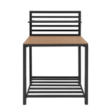Schwarzer Aluminiumrahmen mit Holzplatte, modernes Küchenset für den Außenbereich, funktional und stilvoll, ideal für Garten oder Terrasse
