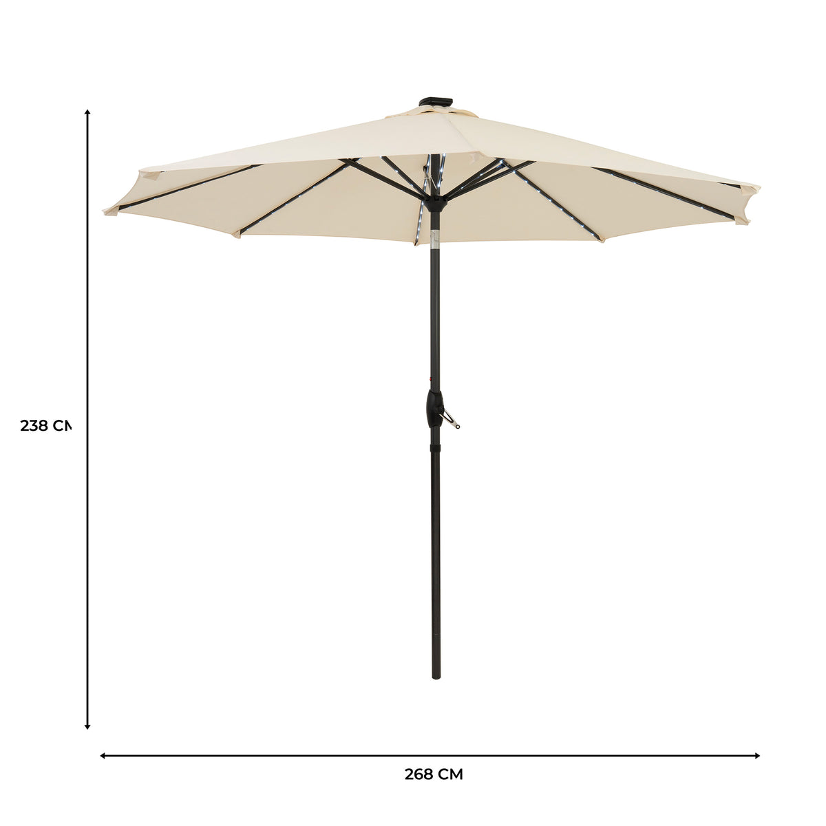 LED-Kipp-Sonnenschirm 2,7m - Creme