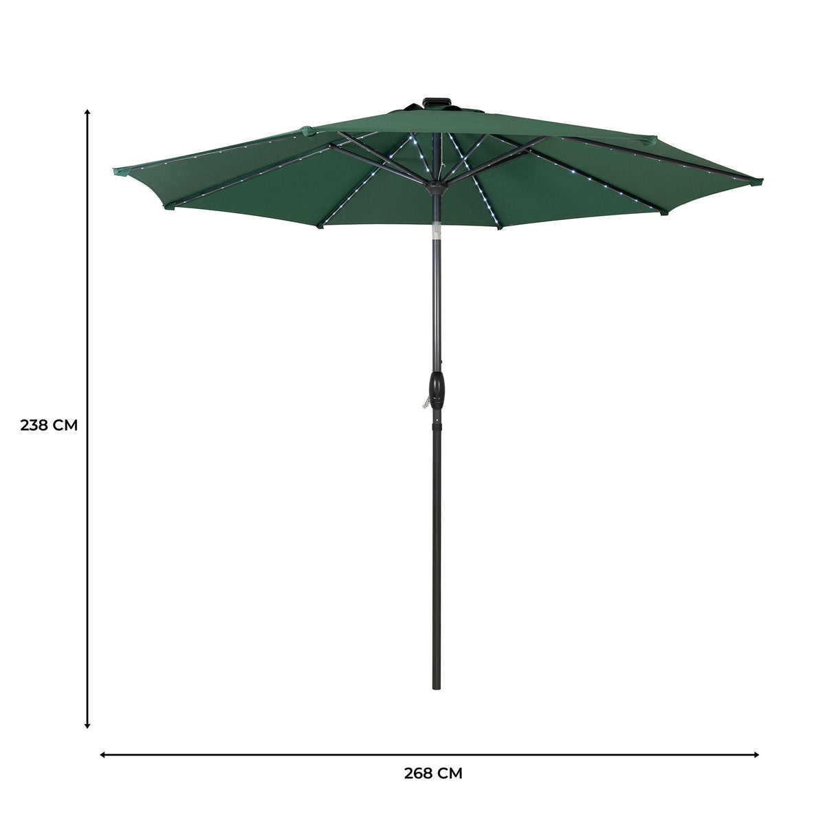 LED-Kipp-Sonnenschirm 2,7m - Grün