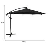 Ausleger-Sonnenschirm 3m - Schwarz
