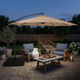 Ausleger-Sonnenschirm 3m mit Quadratischem Beschwerungsfuß – Beige