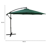 Ausleger-Sonnenschirm in sattem Grün, 3m Durchmesser, stabiler schwarzer Metallständer, ideal für Garten und Terrasse