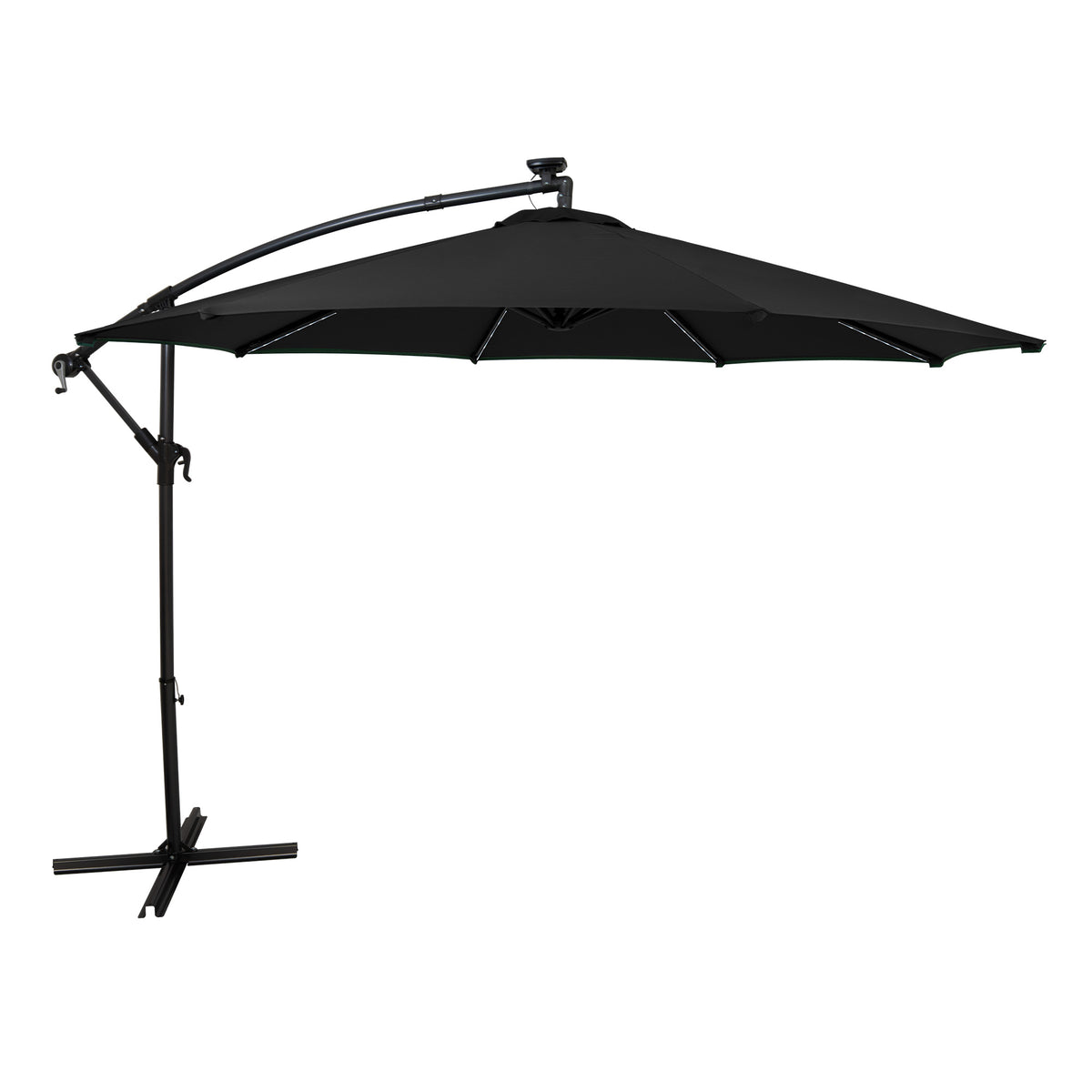 LED Ausleger-Sonnenschirm 3m - Schwarz