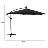 LED Ausleger-Sonnenschirm 3m - Schwarz