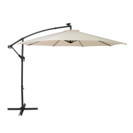 LED Ausleger-Sonnenschirm 3m - Creme