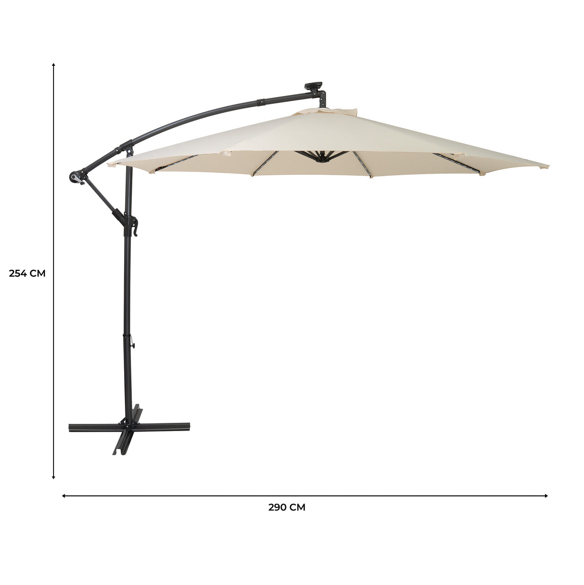 LED Ausleger-Sonnenschirm 3m - Creme - view 5