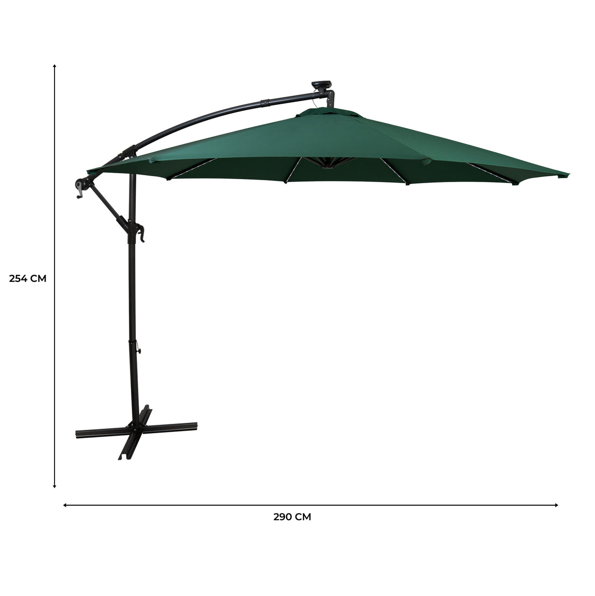 LED Ausleger-Sonnenschirm 3m - Grün