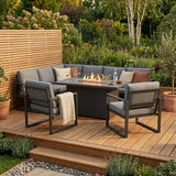 Aluminium-Gartenmöbel-Set für 7 Personen mit Feuerstelle - view 12