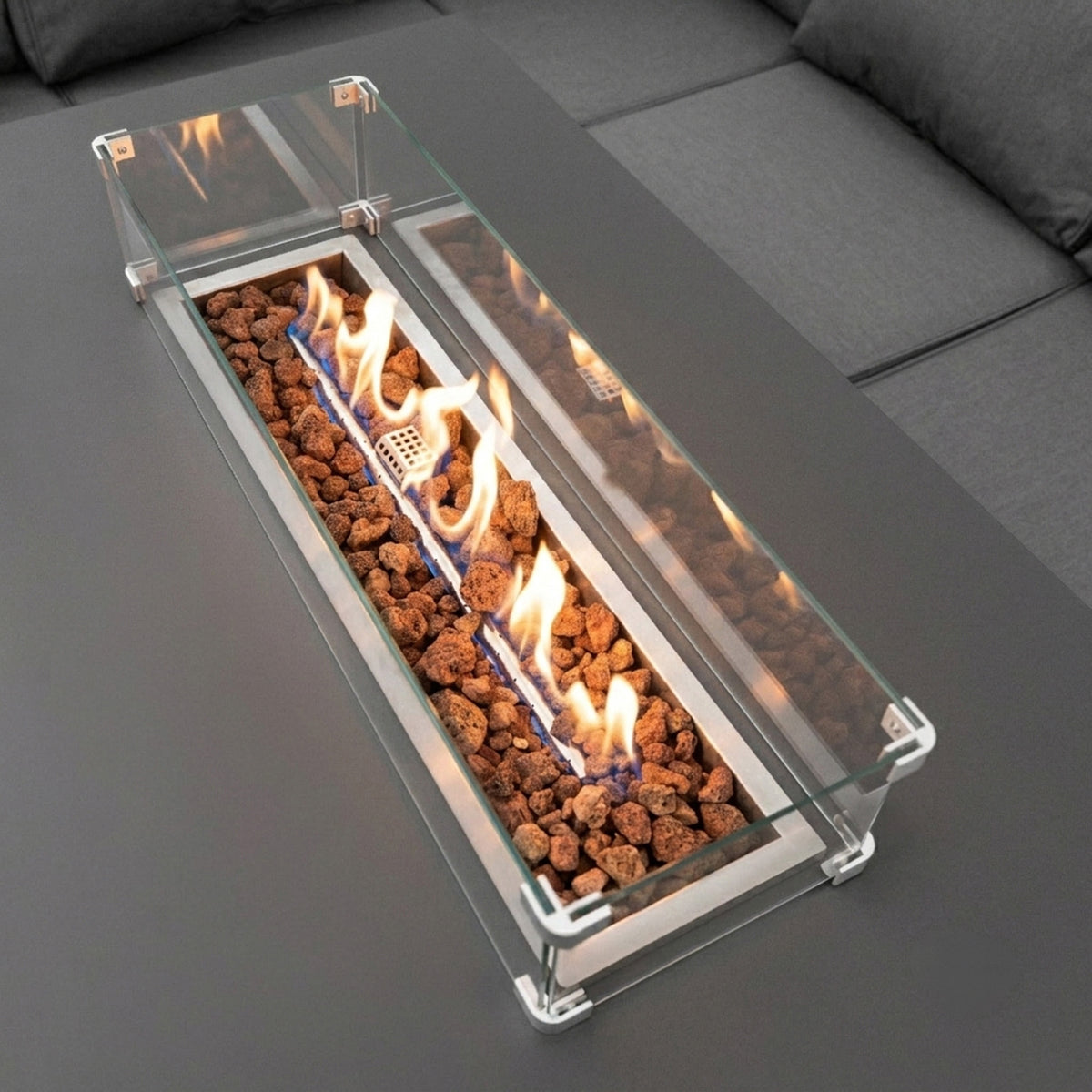 Aluminium-Gartenmöbel-Set für 7 Personen mit Feuerstelle - view 3