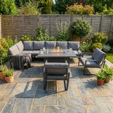 Aluminium-Gartenmöbel-Set für 7 Personen mit Feuerstelle - view 4
