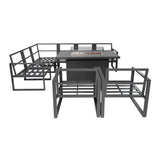 Aluminium-Gartenmöbel-Set für 7 Personen mit Feuerstelle - view 8