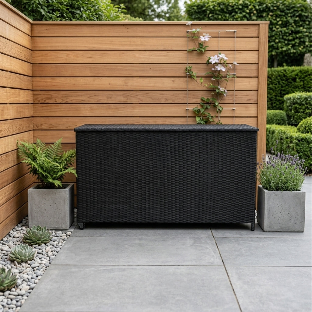 Rattan-Kissen-Auflagenkiste 700L – Schwarz - view 14