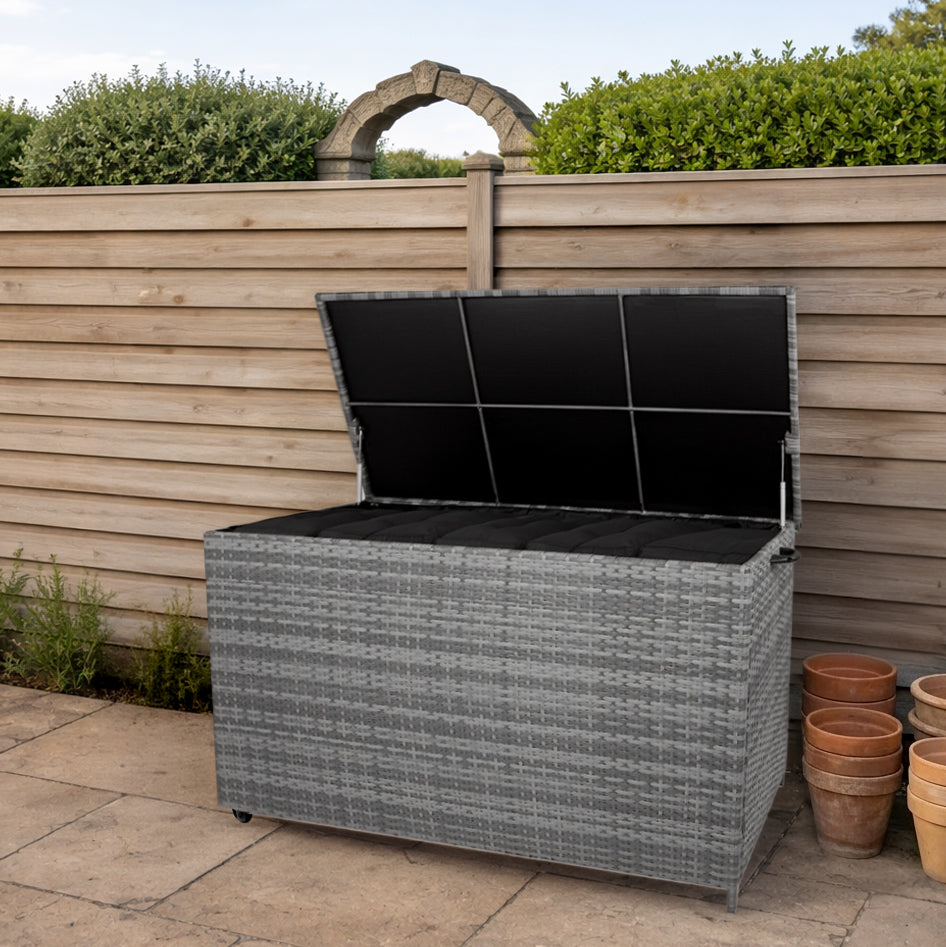 Rattan-Kissen-Auflagenkiste 700L – Grau