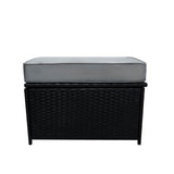 11-Sitzer Rattanmöbel Set mit Feuerstelle - Schwarz