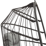 Schwarzer Rattan Hängesessel in Eiform mit feinen, geflochtenen Details und stabilen, eleganten Linien für stilvolles Entspannen