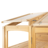 Klassisches Gewächshaus aus Naturholz mit transparenten Dachfenstern und stabiler, glatter Holzstruktur in warmen Holztönen
