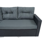 Rattan Eckset mit Verbundstoff-Tisch – Schwarz