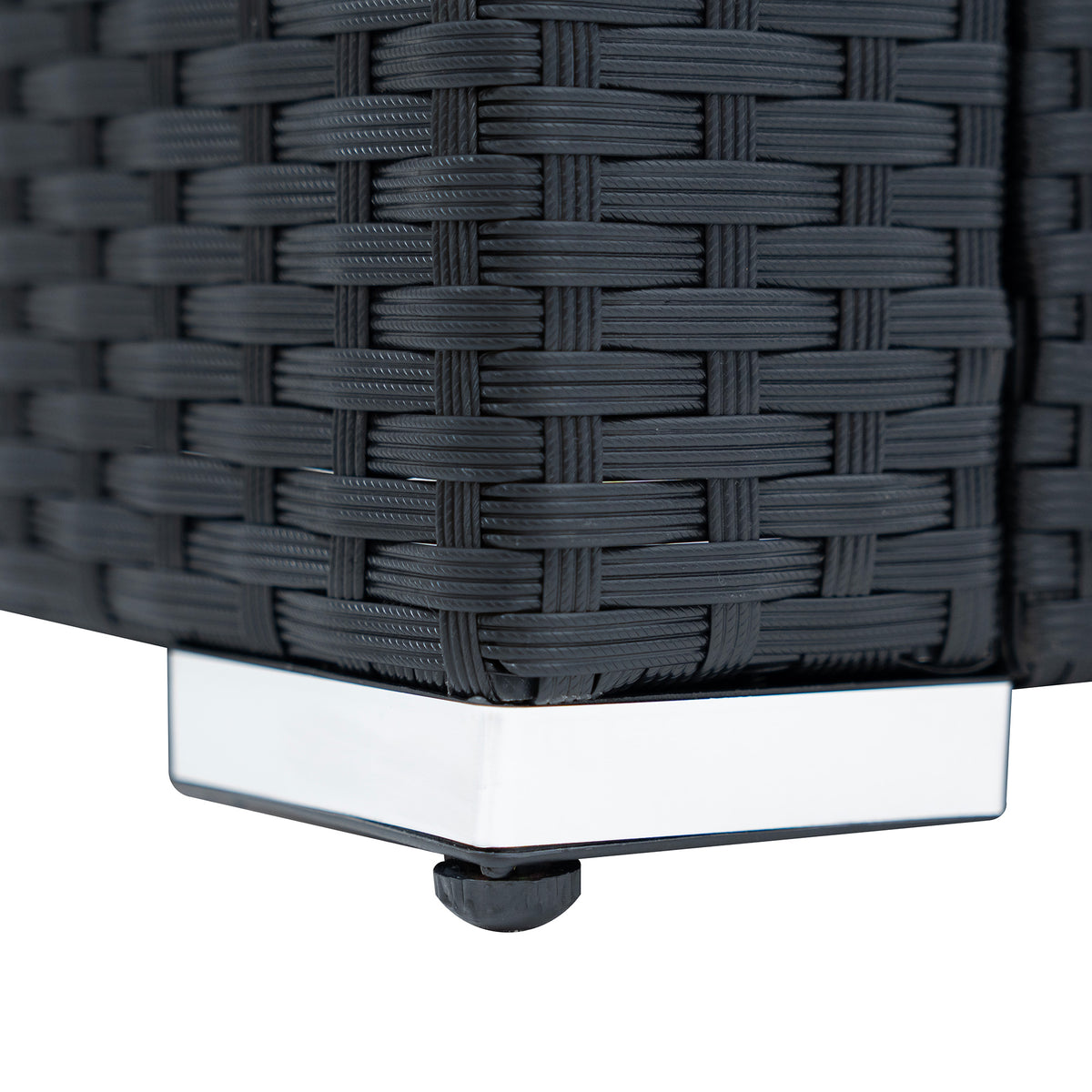 Rattan Eckset mit Verbundstoff-Tisch – Schwarz