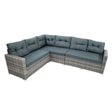 Rattan Eckset mit Verbundstoff-Tisch – Grau