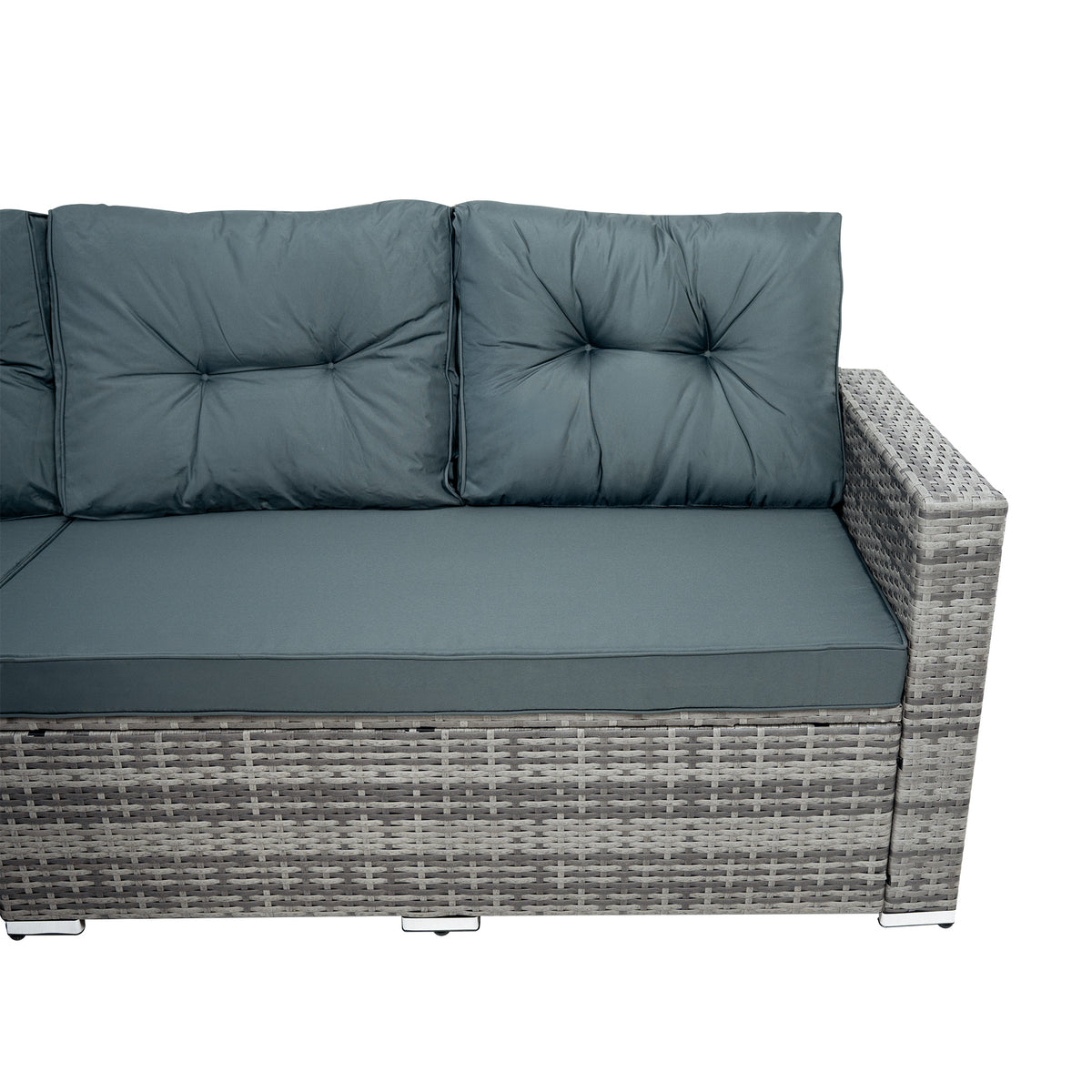 Rattan Eckset mit Verbundstoff-Tisch – Grau