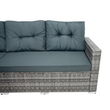 Rattan Eckset mit Verbundstoff-Tisch – Grau