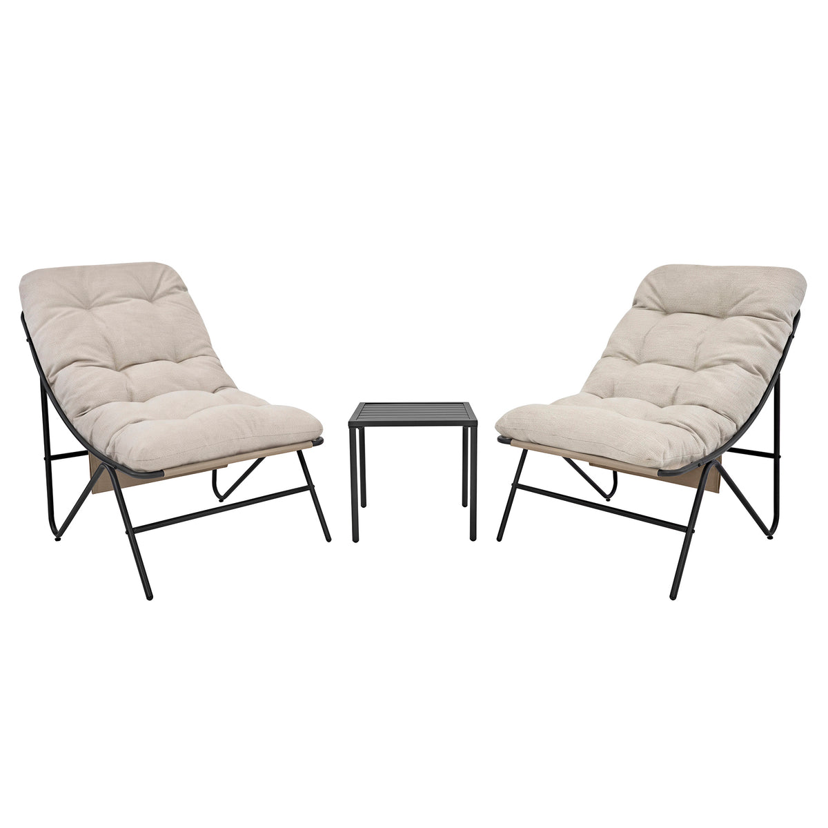 3-Teiliges Bistro-Set – Grau mit Cremefarbenden Kissen - view 2
